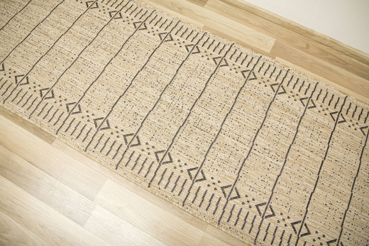 Sznurkowy Chodnik Terra Aztec Linie 04 Beż Grafit szerokość 67 cm