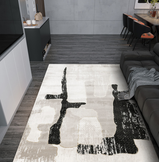 Dywan Kashmir KR204S Vizon/Black Beż Czarny Złoty Tynk