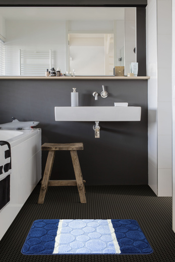 Dywanik Łazienkowy Siena Blue Niebieski Kropki Paski