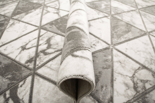 Dywan Felix 9711A white/m.grey Lśniący Marmur Szary Krem Srebrny Romby