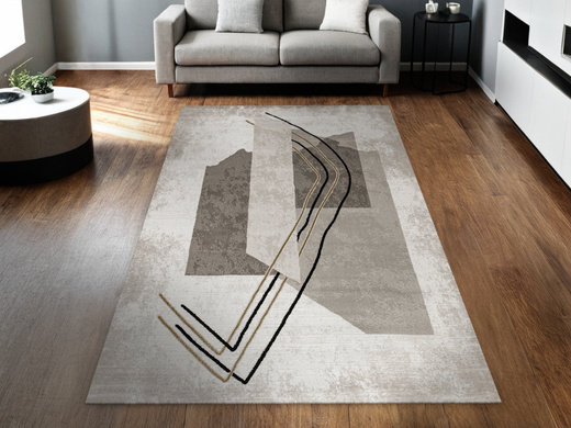 Dywan Kashmir KR168S Vizon/Black Szarobeżowy Złoty Abstrakcja