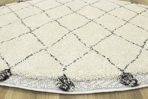 Okrągły dywan Shaggy/Sizal 65246/669 Akra Krem Romby