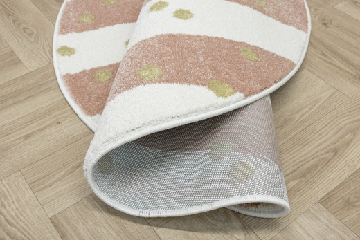 Okrągły Dywan Lima M044A cream/rose Róż Krem Zloty Paski