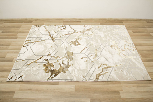 Dywan Elisa PF40A Brown Gold Beżowy Złoty Plastry Miodu