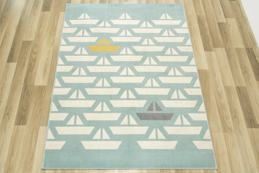 Dywan Dziecięcy Eldo 18411/32 Łódki Krem Turkus Miodowy