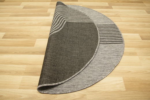 Okrągły Dwustronny Dywan Sznurkowy Brussels 205631/11020 Night Silver Szary Grafit Fala Outdoor