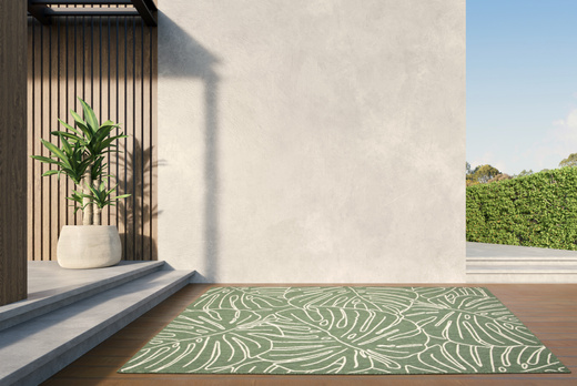 Dywan Dwustronny Sznurkowy Brussels 205625/10510 green w liście monstery Outdoor