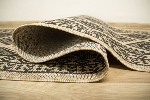 Sznurkowy Chodnik Terra Eco 17 Florence Beż Grafit Romby szerokość 100 cm