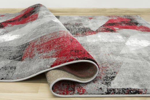 Dywan Victoria B885A d.grey/red Trójkąty Czerwień Szary Przecierany