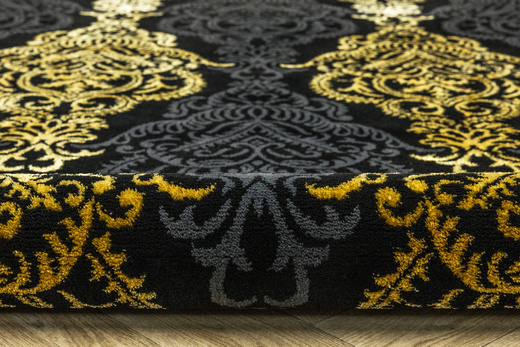 Dywan FESTIVAL 2746A yellow/black Czarny Złoty Ornament