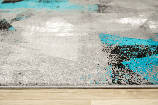 Chodnik Victoria B885Ad.g Trójkąty Turkus Szary Przecierany szerokość 80 cm