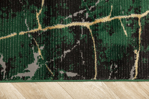 Dywan Diamond K8716Z Green Butelkowa Zieleń Złoty Marmur