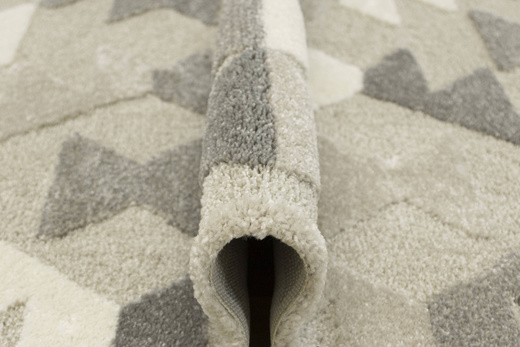 Dywan Coco 59603/655 Shaggy Dwupoziomowy Trójkąty Szary Beż Krem