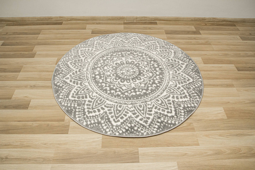 Okrągły Dywan Lima G757A l.grey/white Mandala Szary Krem