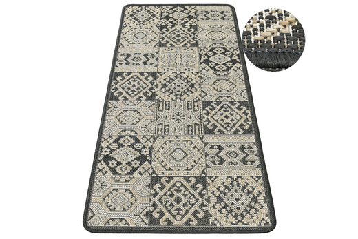 Antypoślizgowy Dywan FLEX 19636/P10 Grafit Beż Patchwork