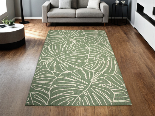 Dywan Dwustronny Sznurkowy Brussels 205625/10510 green w liście monstery Outdoor