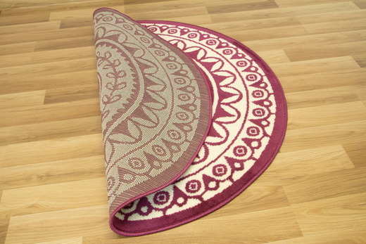 Okrągły Dywan Luna 503786/56955 Fioletowy Krem Rozeta Listki