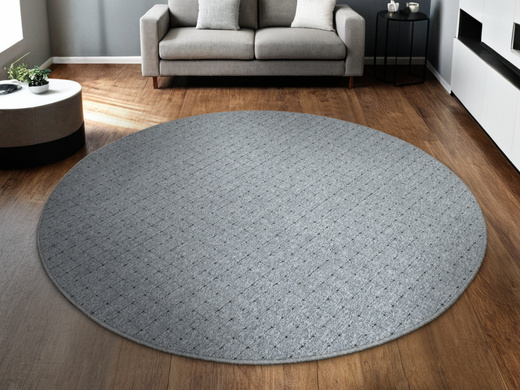 Okrągły Dywan Pętelkowy Zembla 73 Szary Grafit Kratka