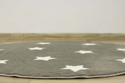 Okrągły dywan Karo 6066A white/mink 31 Szarobrązowy Krem Gwiazdki