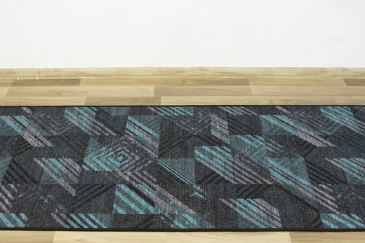 Antypoślizgowy Chodnik Logos 22 Turkus Grafit Romby szerokość 100 cm