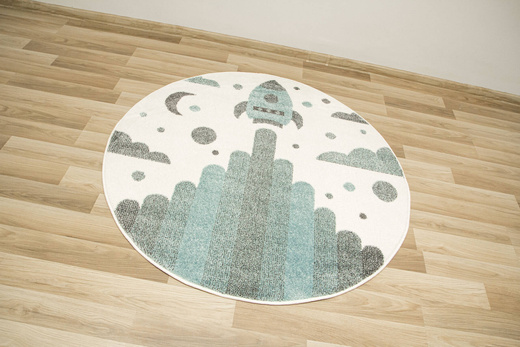 Okrągły Dywan Lima G756A cream/blue Rakieta Turkus Krem