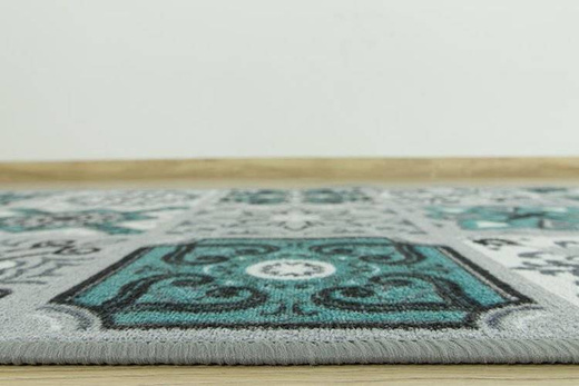Antypoślizgowy Chodnik patchwork turkus szerokość 120 cm