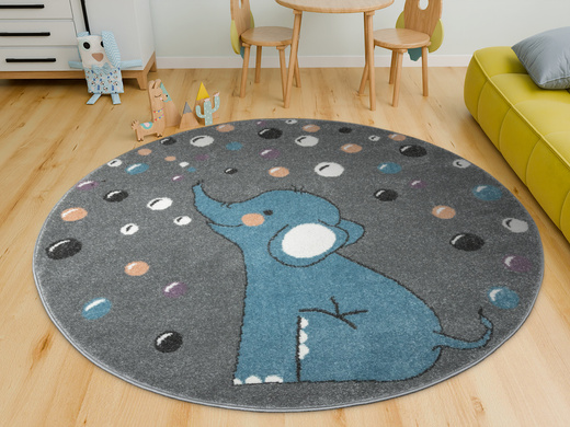 Okrągły Dywan Lima G965A l.grey/blue Szary Niebieski Słonik