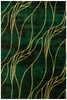Dywan Diamond K8707Y green Linie Liście Butelkowa Zieleń Złoty