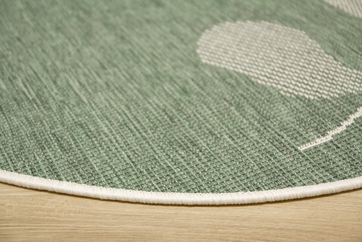 Okrągły Dwustronny Dywan Sznurkowy Brussels 205632/10520 green Zieleń Krem Listki Outdoor