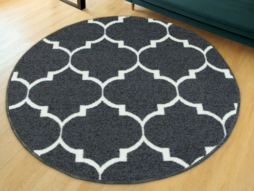 Dywan okrągły Clover 29 ciemny szary kremowy koniczyna marokańska