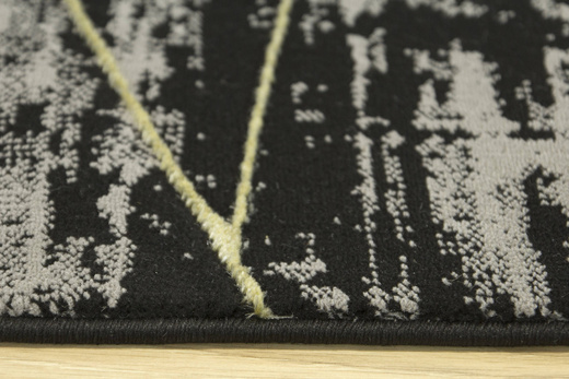 Lśniący Dywan Allora Plus C654A black/yellow Czarny Szary Złoty