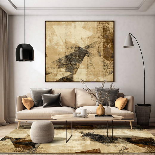 Dywan Super Rose B885A Beige/Cream Brąz Beż Krem Trójkąty Przecierany