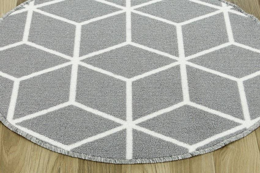 Antypoślizgowy Okrągły Dywan Cubes Jasny Szary 19