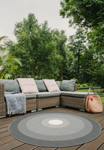 Okrągły Dwustronny Dywan Sznurkowy Brussels 205195/10010 Silver Szary Krem Koła Outdoor