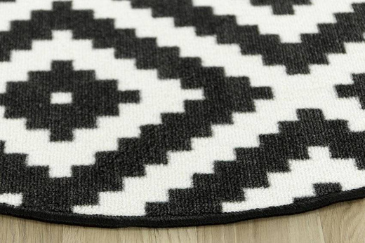 Antypoślizgowy Okrągły Dywan Romby Czarne 91
