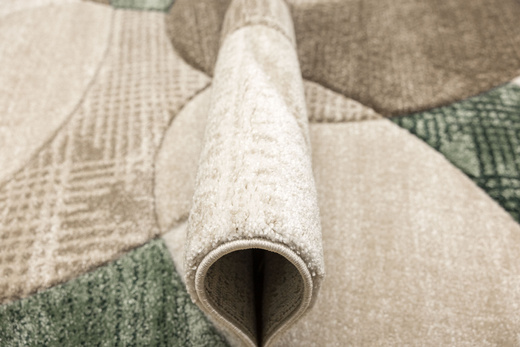 Dywan Kandy N390A d.beige/emeral Butelkowa Zieleń Beż Elipsy Fryz