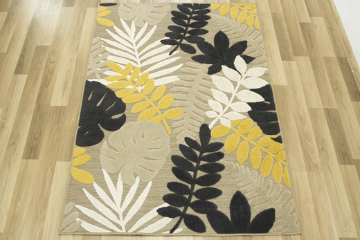 Dywan Sznurkowy Dwupoziomowy Reni 24509/632 Liście Krem Czerń Miód