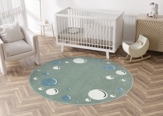 Okrągły Dywan Lima M041A green/cream Zieony Krem Banieczki