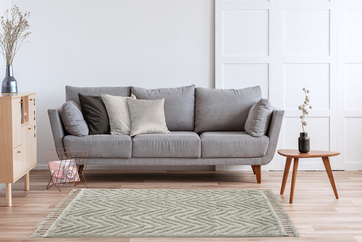 Dywan Berber 7059 l.grey Jasny Szary Jodełka 3D z frędzlami