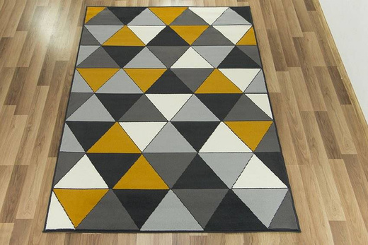 Dywan Luna 502902/89925 d.grey musztardowe trójkąty