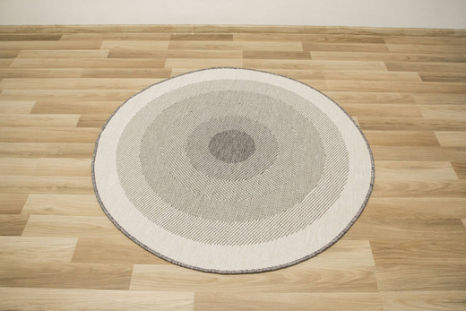 Okrągły Dwustronny Dywan Sznurkowy Brussels 205195/10010 Silver Szary Krem Koła Outdoor