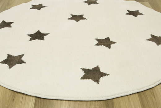 Okrągły dywan Karo 6066A brown/white 23 Krem Brąz Gwiazdki