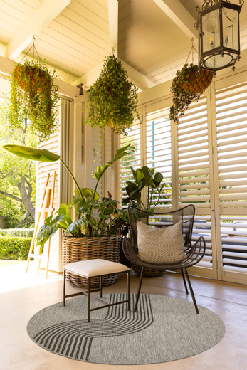 Okrągły Dwustronny Dywan Sznurkowy Brussels 205631/11020 Night Silver Szary Grafit Fala Outdoor