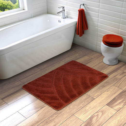 Dywanik Łazienkowy Antypoślizgowy Sash Carmine Karminowy Czerwony Pasy