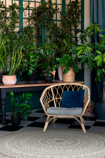 Okrągły Dywan Sznurkowy Jeans 19347/P91 Koło Beż Grafit Rozeta