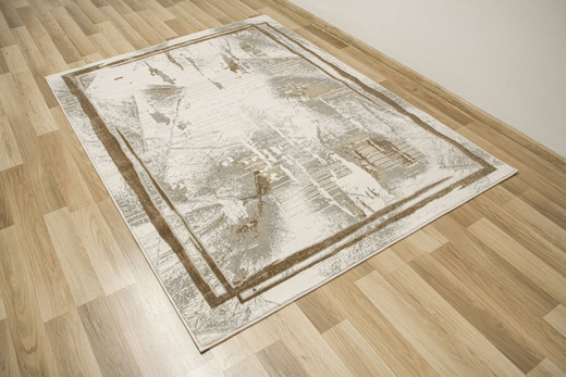 Dywan Adana J0067 White Krem Brąz z Ramką