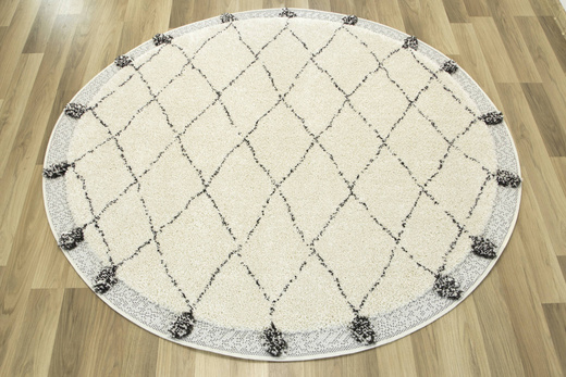 Okrągły dywan Shaggy/Sizal 65246/669 Akra Krem Romby