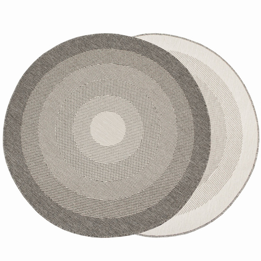 Okrągły Dwustronny Dywan Sznurkowy Brussels 205195/10010 Silver Szary Krem Koła Outdoor