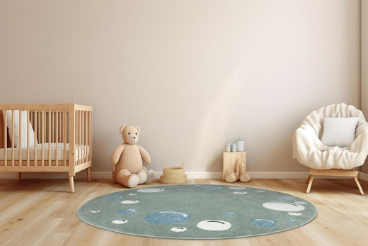 Okrągły Dywan Lima M041A green/cream Zieony Krem Banieczki