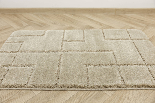 Dywanik Łazienkowy Antypoślizgowy Inez Light Beige Jasny Beż Geometria